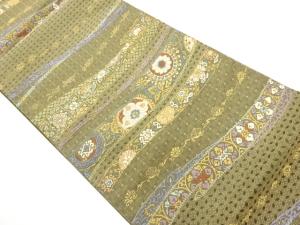 変わり横段に華紋模様織出し袋帯